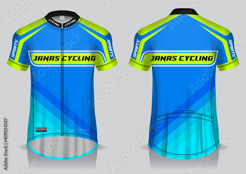 Jersey cycling template design uniform front and back view