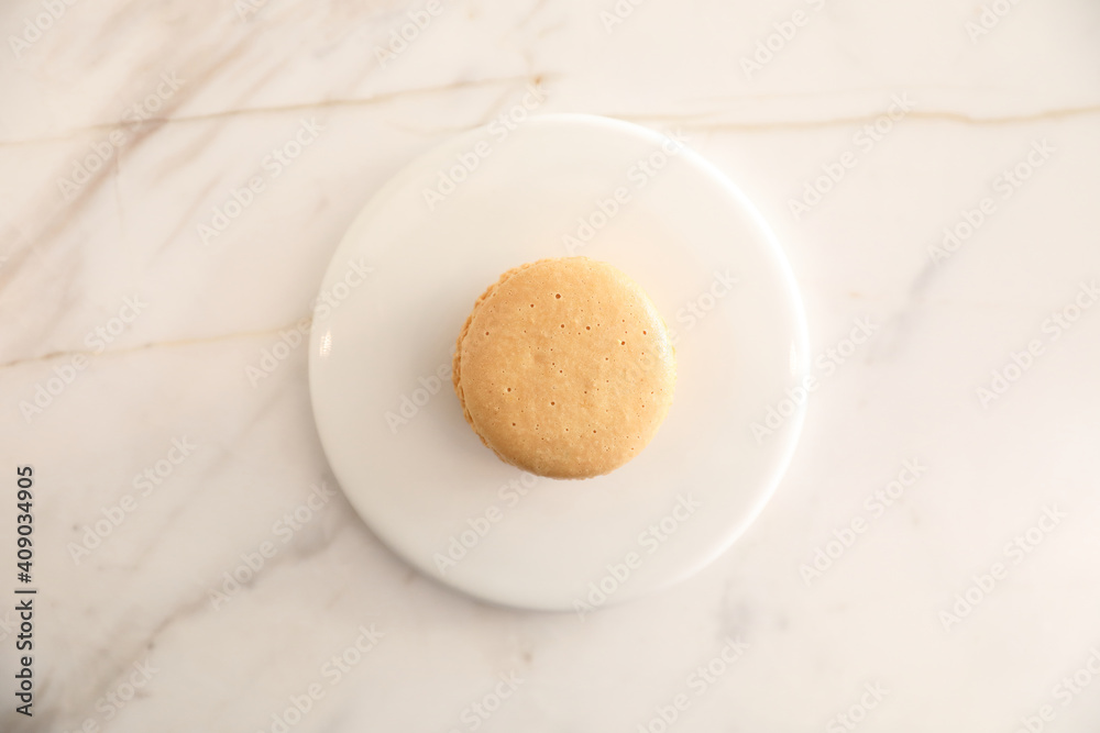 brown macaron dessert in coffee shop background brown macaron dessert in coffee shop background