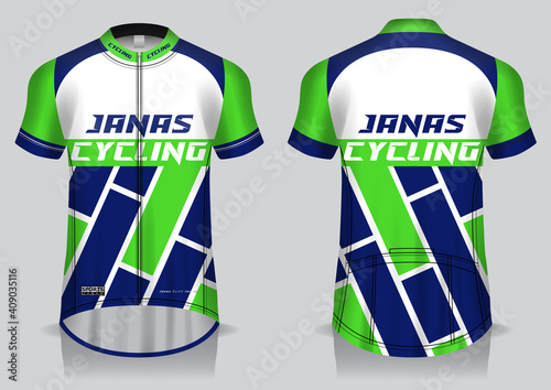 Jersey cycling template design uniform front and back view