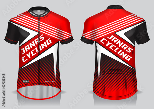 Jersey cycling template design uniform front and back view