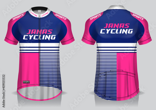 Jersey cycling template design uniform front and back view