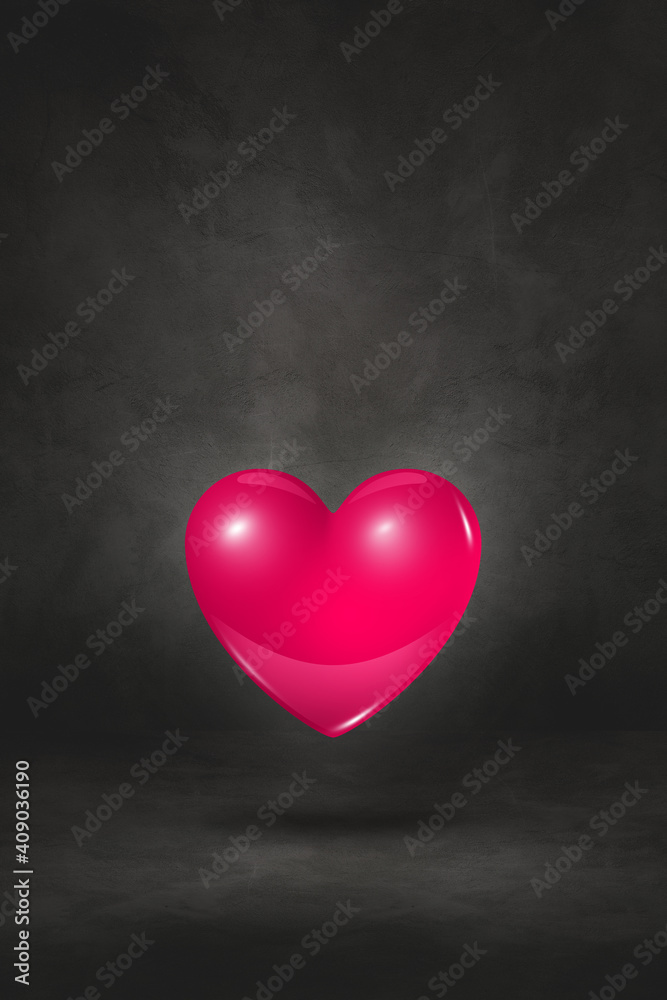 3D pink heart on a black studio background 3D pink heart on a black studio background