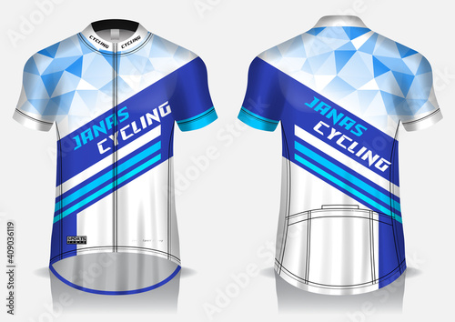 Jersey cycling template design uniform front and back view