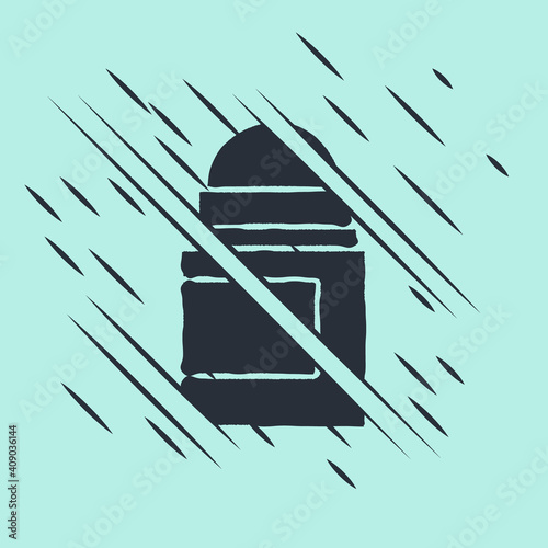 Black Antiperspirant deodorant roll icon isolated on green background. Cosmetic for body hygiene. Glitch style. Vector.