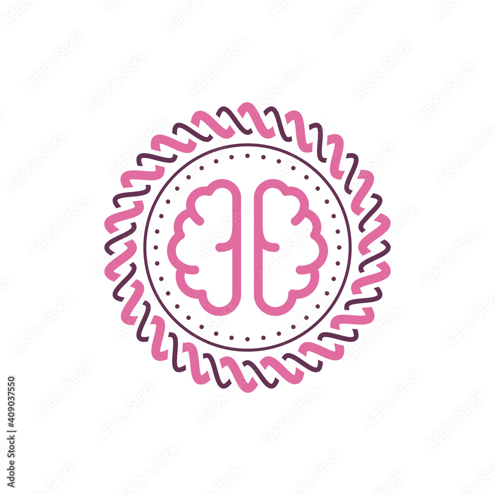brain and mandala label on white brain and mandala label on white