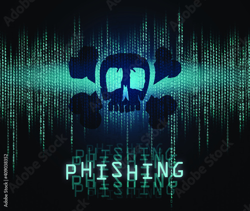 phishing Totenkopf auf computer Bildschirm