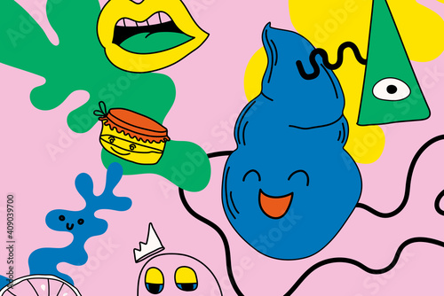 Bright themed vector background of hilarious abstract characters