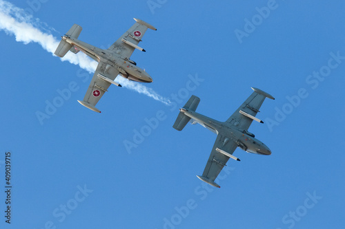 A pair of BAC 167 Strikemasters at the Southport Air Show in 2019.