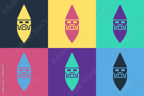 Pop art Wizard warlock icon isolated on color background. Vector.