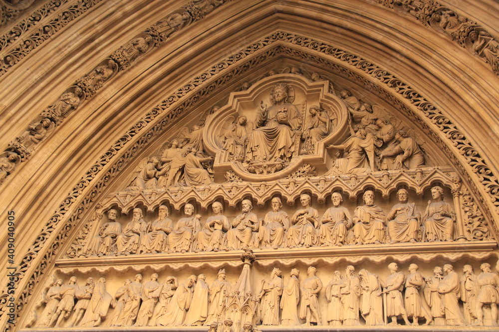 detail of the facade of the Westminster abbey