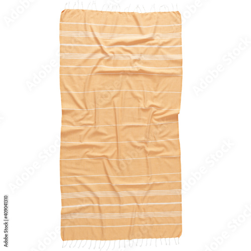 Beach fashion Turkish towels isolated cutout on white background with striped patterns