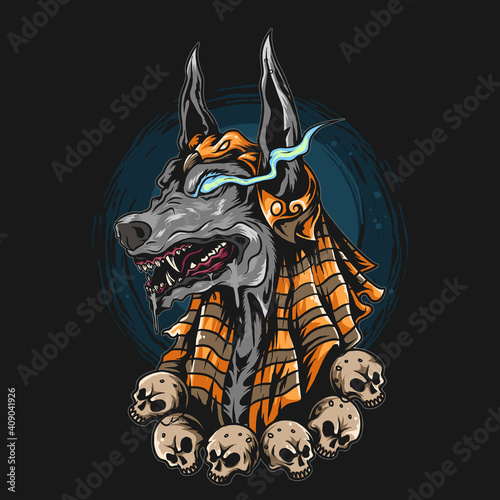 anubis mummy grinning fiercely artwork vector