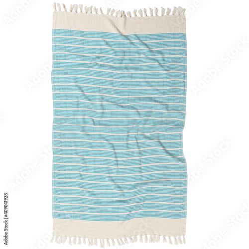 Fototapeta Naklejka Na Ścianę i Meble -  Beach fashion Turkish towels isolated cutout on white background with striped patterns