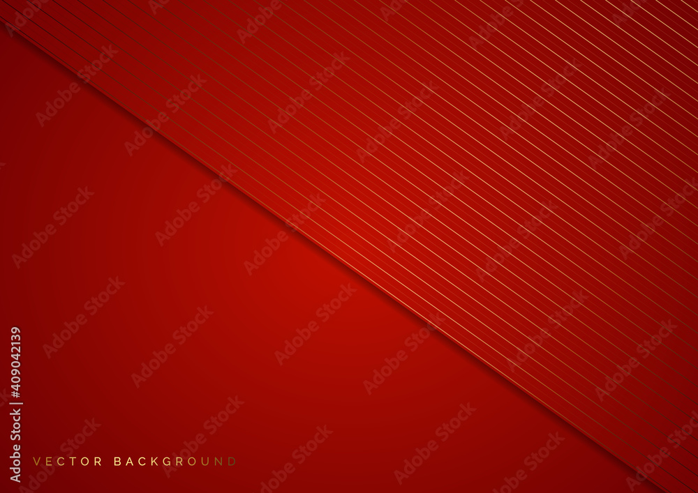 Abstract stripes golden lines diagonal overlap on red background. Luxury style. Abstract stripes golden lines diagonal overlap on red background. Luxury style.