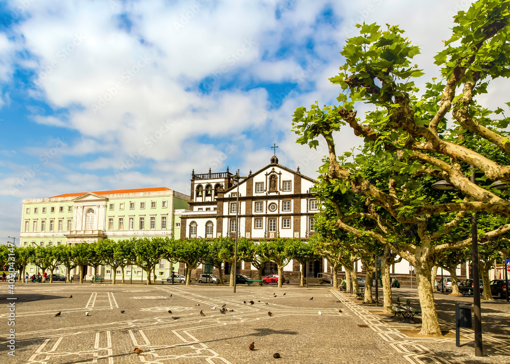 Street in Ponta delgada, Sao Miguel, Azores, Portugal
