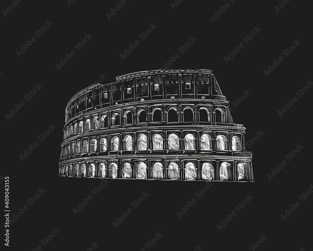 Coliseum. Rome. Italy. Hand drawn landmark sketch. Vector illustration.