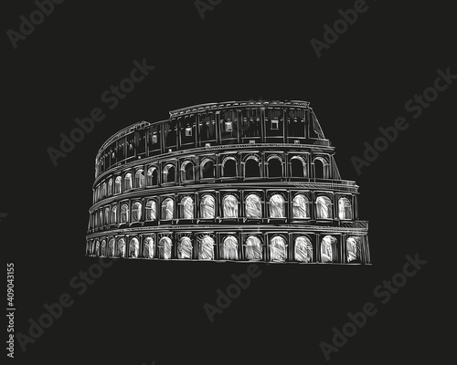 Coliseum. Rome. Italy. Hand drawn landmark sketch. Vector illustration.