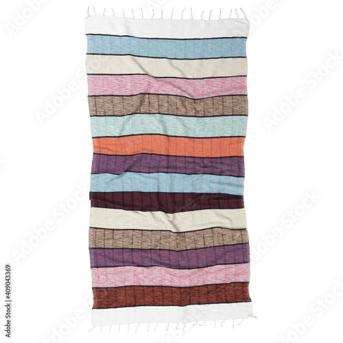 Beach fashion Turkish towels isolated cutout on white background with striped patterns