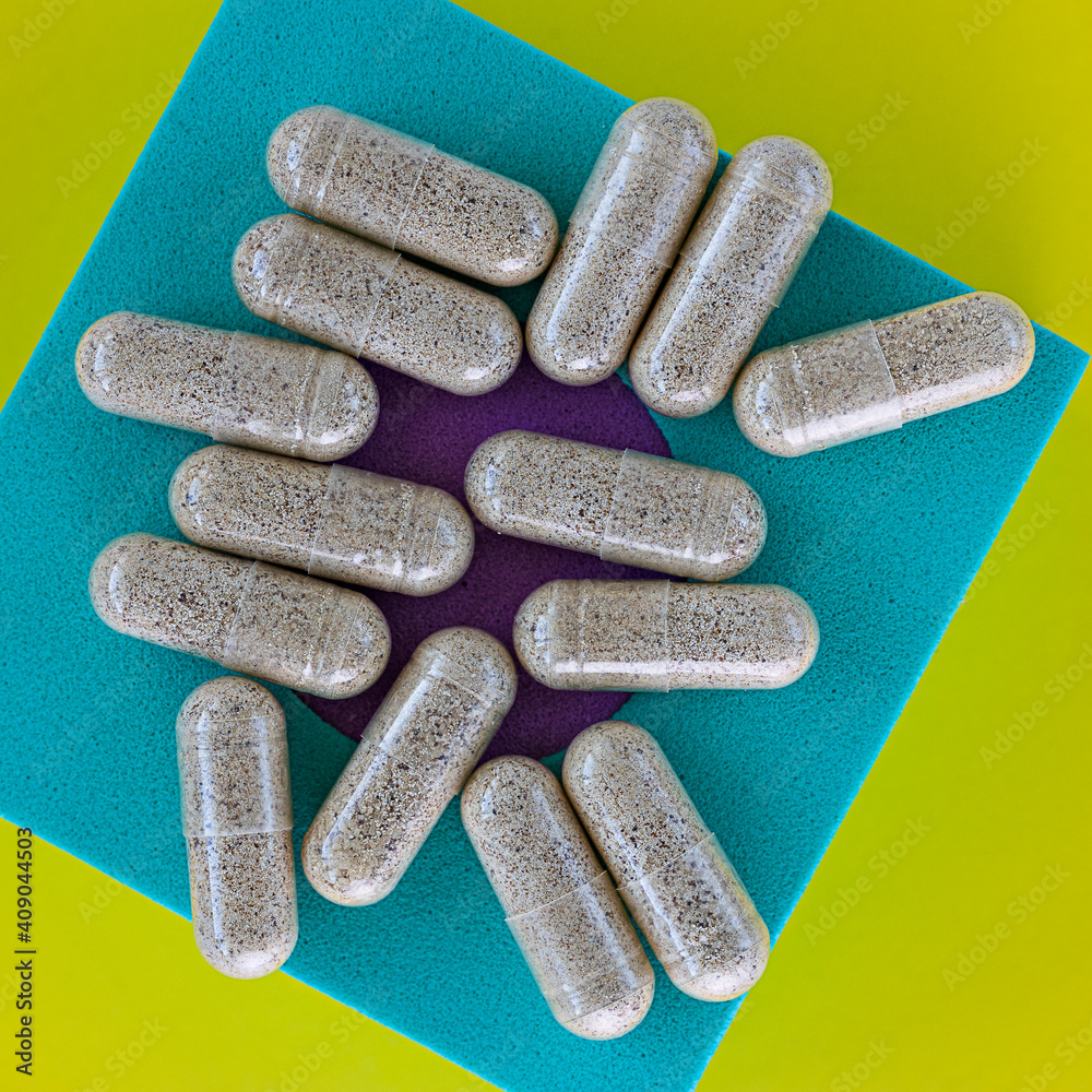 close-up of super enzymes capsules. dietary concept. dietary supplement topview. close-up of super enzymes capsules. dietary concept. dietary supplement topview.