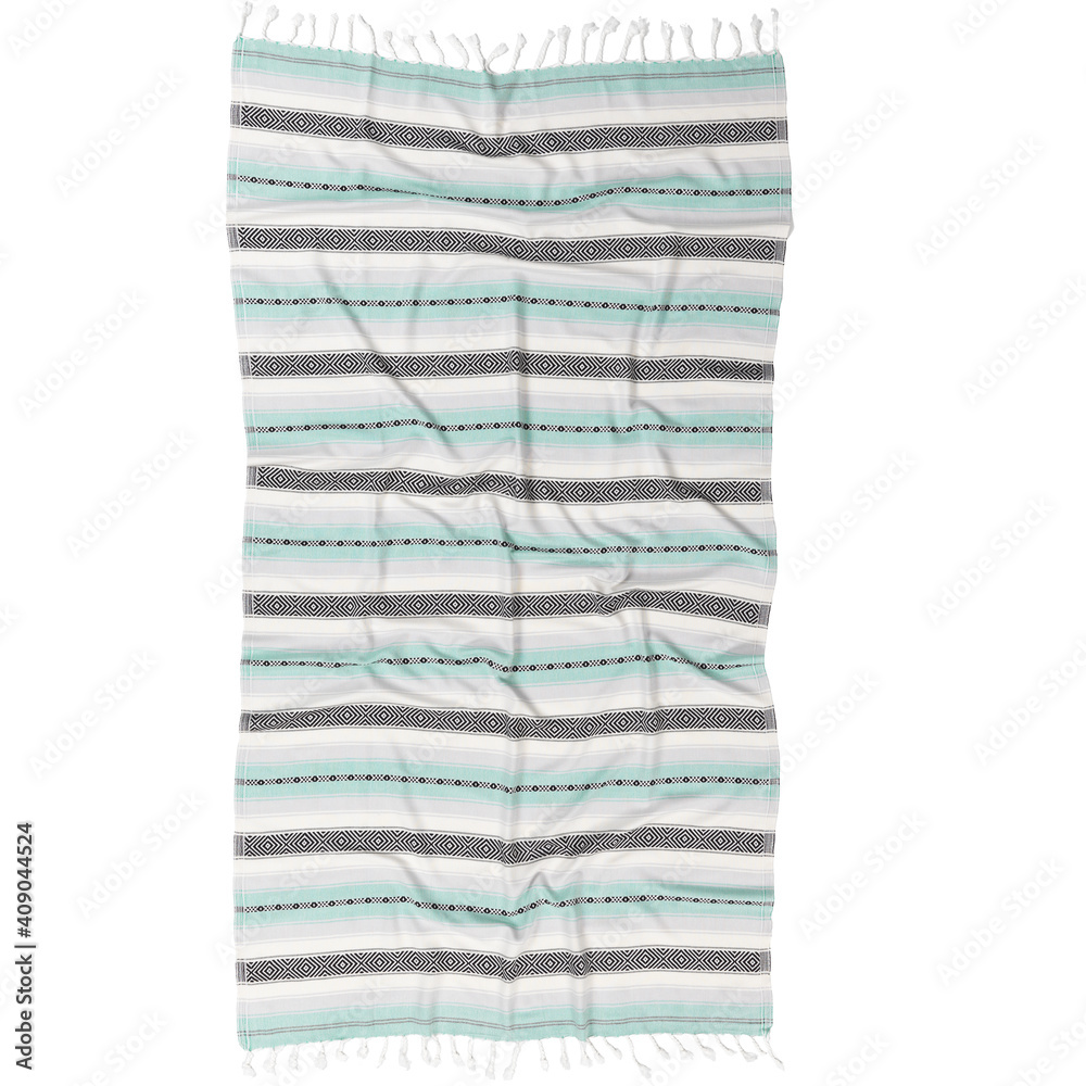 Beach fashion Turkish towels isolated cutout on white background with striped patterns