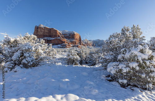 Scenic Snow Covered Landscape in Sedona Arizona in Winter © natureguy