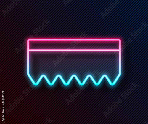 Glowing neon line Sponge icon isolated on black background. Wisp of bast for washing dishes. Cleaning service logo. Vector.