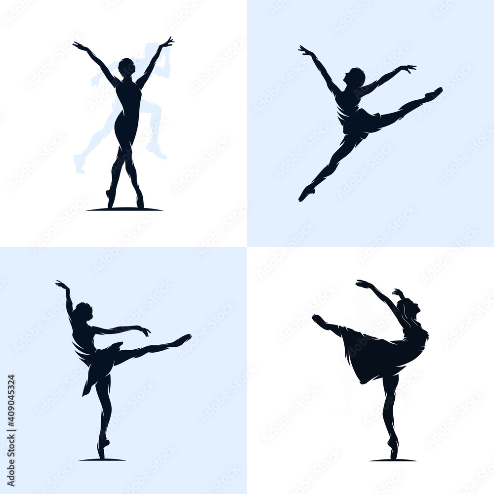 Set of ballet logo design vector Set of ballet logo design vector