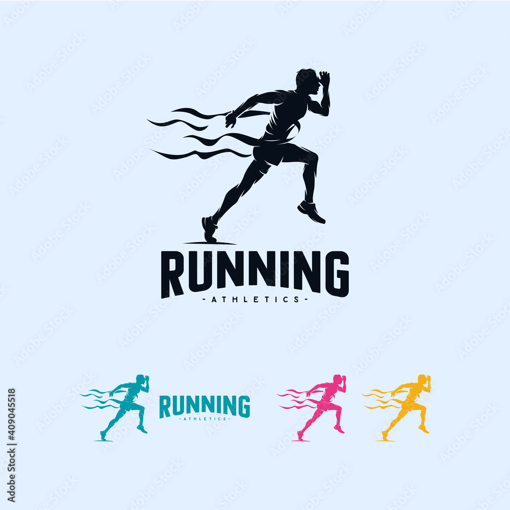 Sprint Running Athletics Marathon logo design template