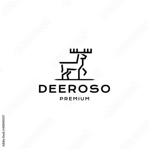 outline deer line art logo vector icon template illustration