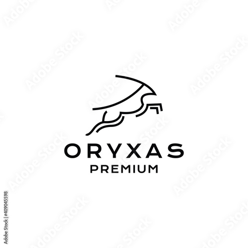 outline oryx line art logo vector icon template illustration