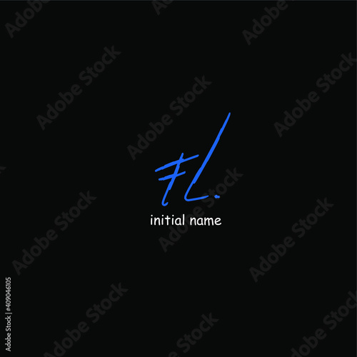 fL Initial Handwriting or Handwritten Logo for Identity. Logo with Signature and Hand Drawn Style.