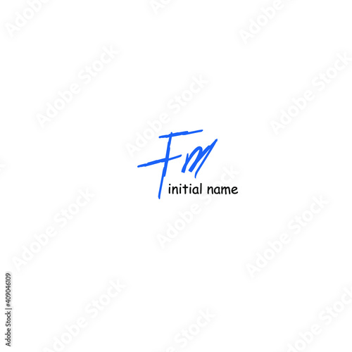 Fm Initial Handwriting or Handwritten Logo for Identity. Logo with Signature and Hand Drawn Style.