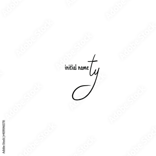 ty Initial Handwriting or Handwritten Logo for Identity. Logo with Signature and Hand Drawn Style.
