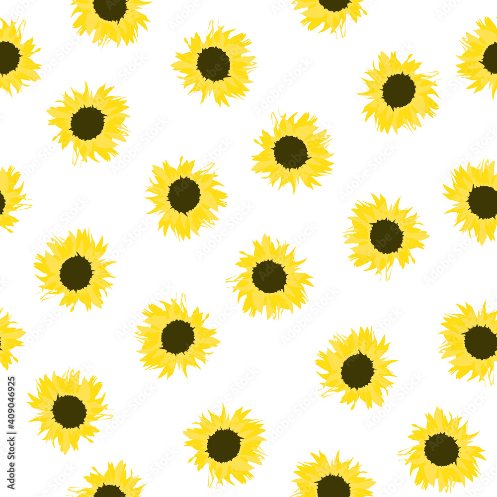 Seamless pattern with small yellow sunflowers isolated on white background, vector eps 10 Seamless pattern with small yellow sunflowers isolated on white background, vector eps 10