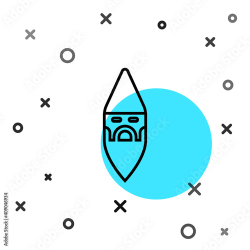 Black line Wizard warlock icon isolated on white background. Random dynamic shapes. Vector.