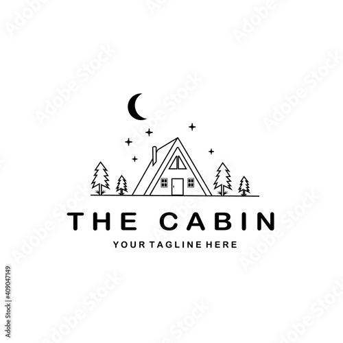 cabin logo minimalist vector line art design illustration