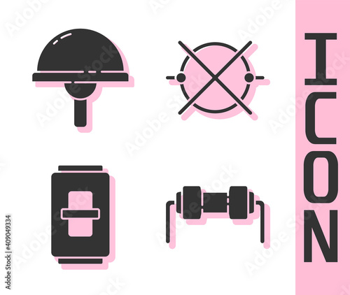 Set Resistor electricity, Light emitting diode, Electric light switch and Electric circuit scheme icon. Vector.