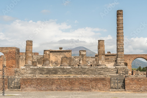 Tempio di Giove (Temple of the Genius Augusti) in the ancient roman site of Pompeii, near Naples. It was completely destroyed by the eruption of Mount Vesuvius. 