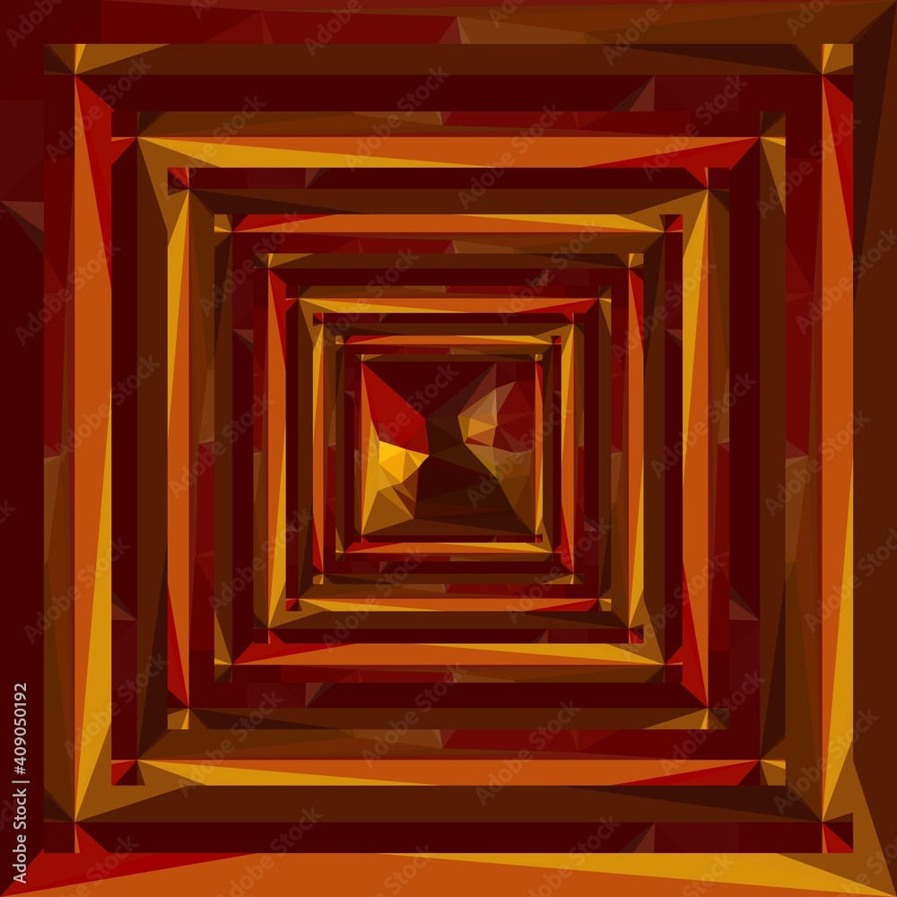 cubist style triangulation mosaic in shades of dark red and yellow gold patterns and 3D illustration designs cubist style triangulation mosaic in shades of dark red and yellow gold patterns and 3D illustration designs