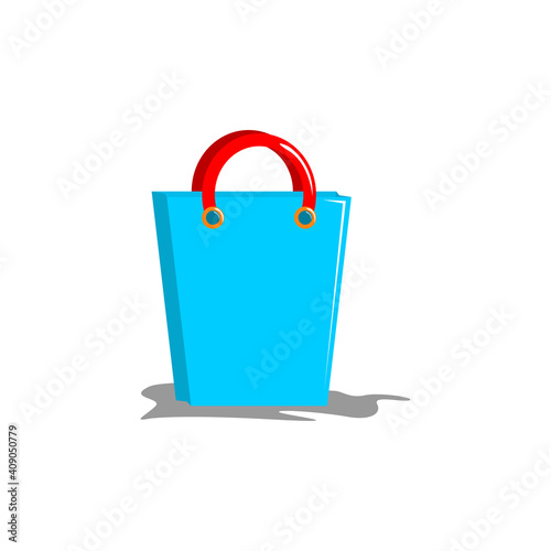 Shopping Bag Flat 3d isolated on White Background.
