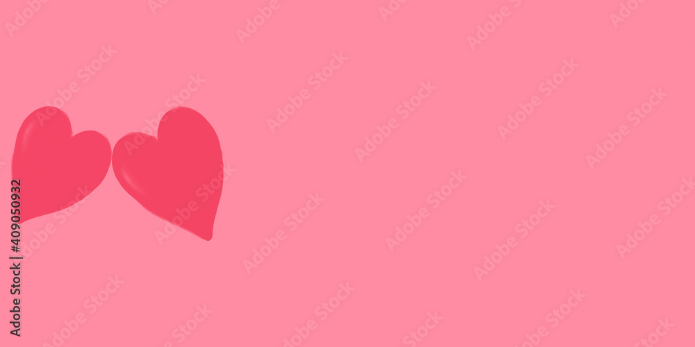 Couple pink heart  on pink background. feeling happy with love. valentine day concept. minimal style concept..