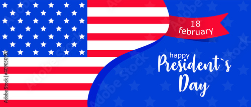 Happy Presidents Day of the United States of America on February 18. Horizontal banner.