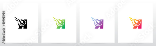 Meteor Comet On Letter Logo Design A