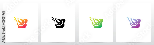 Meteor Comet On Letter Logo Design B