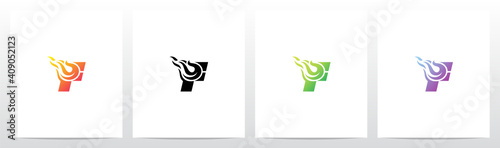 Meteor Comet On Letter Logo Design F