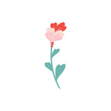Doodle color flowers. Happy valentines day and weeding design elements. Vector illustration.