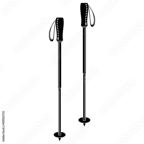 Nordic Walking Stick Icon Isolated on White Background.