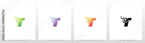 Meteor Comet On Letter Logo Design T