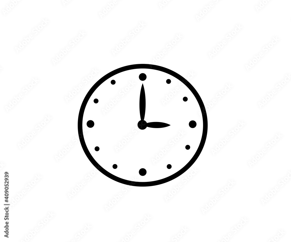 Vector flat black clock (hour) icon. Business and time. Vector flat black clock (hour) icon. Business and time.