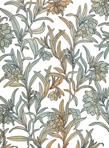 Trendy abstract pattern with floral pattern leaves